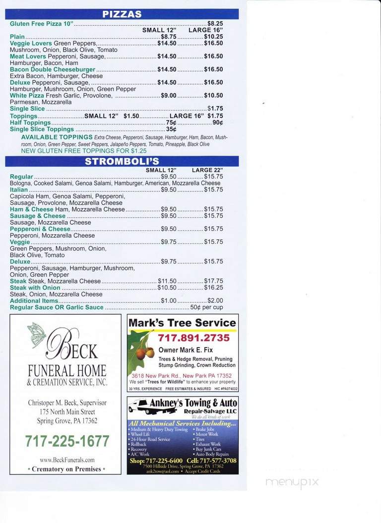 Jim & Nena's Pizzeria - Spring Grove, PA menu_pic