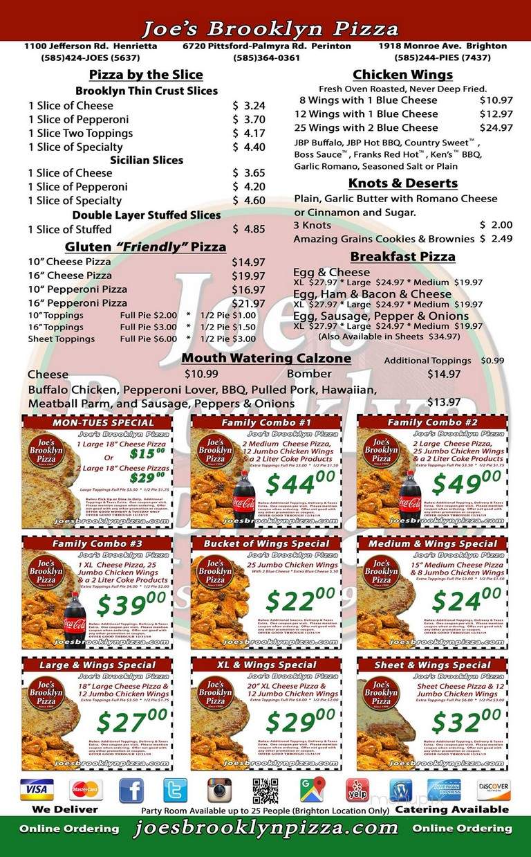 Joe's Brooklyn Pizza - Fairport, NY menu_pic