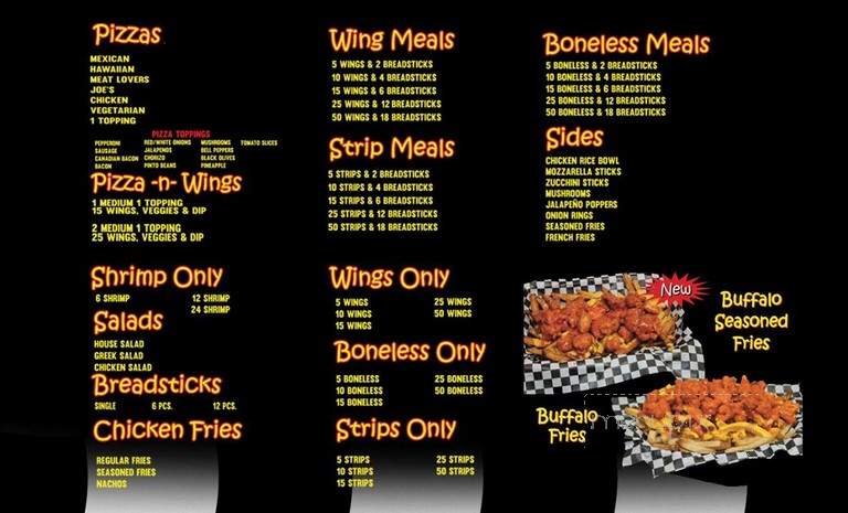 Joe's Wings & Fries - San Diego, CA menu_pic