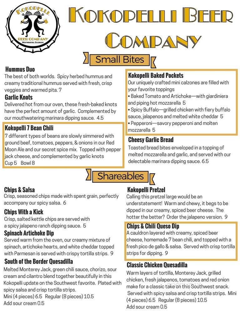 Kokopelli Beer Company - Westminster, CO menu_pic