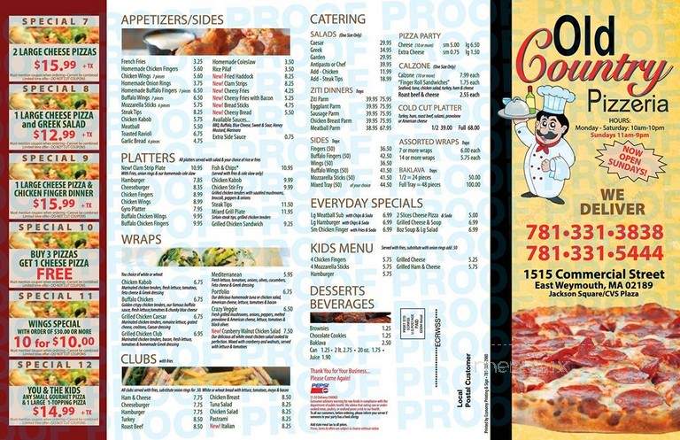 Old Country Pizzeria - Weymouth, MA menu_pic