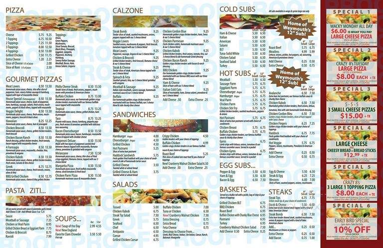 Old Country Pizzeria - Weymouth, MA menu_pic