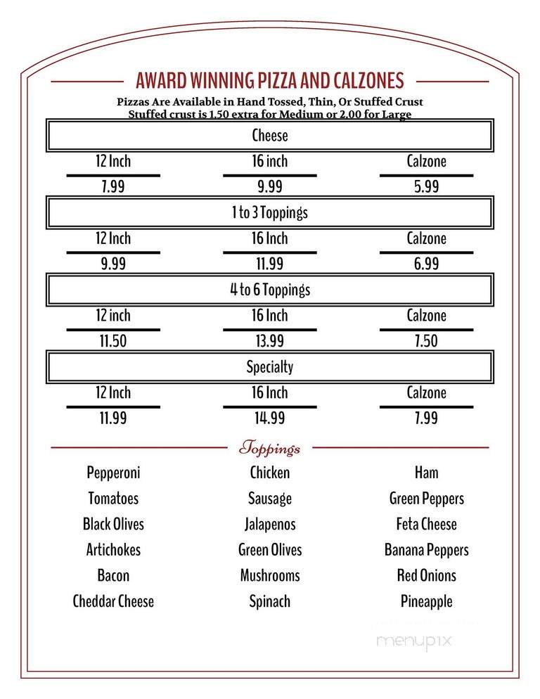 Old Town Pizza - Dawsonville, GA menu_pic