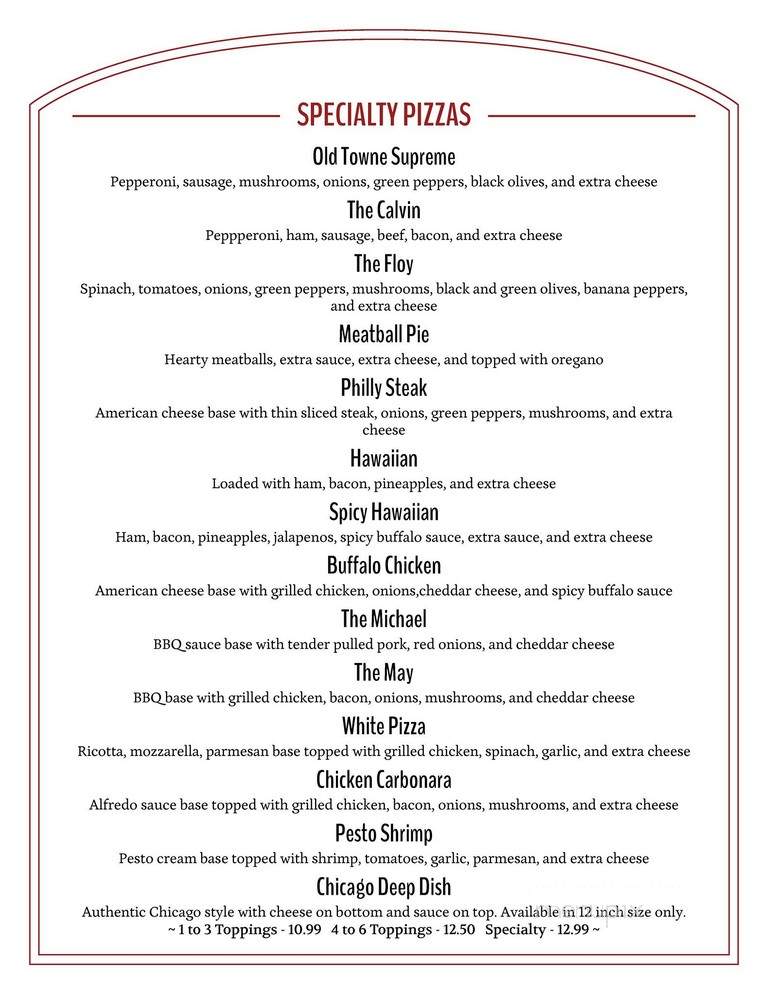 Old Town Pizza - Dawsonville, GA menu_pic