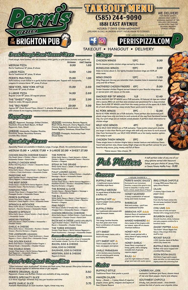 Perri's Pizzeria - Rochester, NY menu_pic