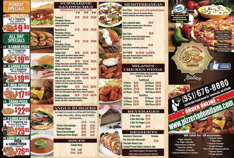 Pizzeria de' Milano - Temecula, CA menu_pic