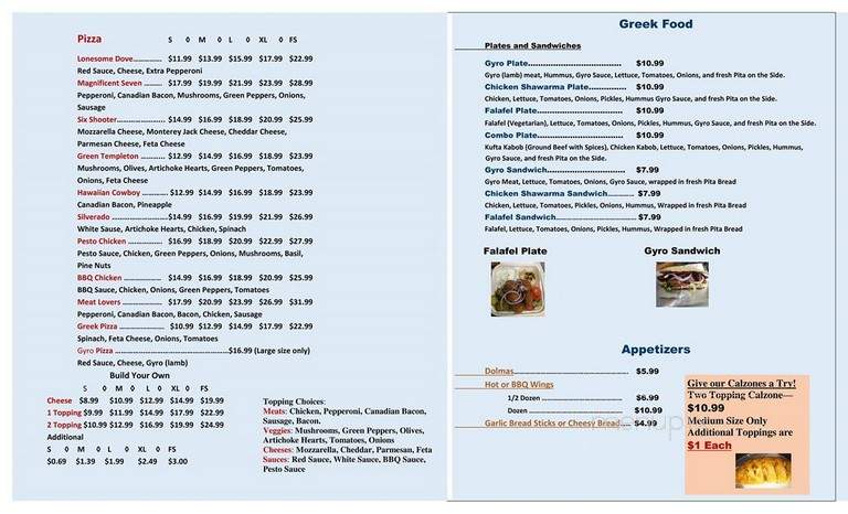 Templeton Pizza - Templeton, CA menu_pic