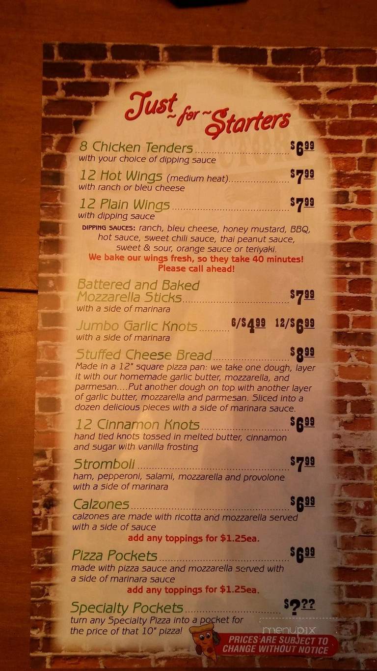 Crazy Stallion Pizza Pie Factory - Naples, ME menu_pic