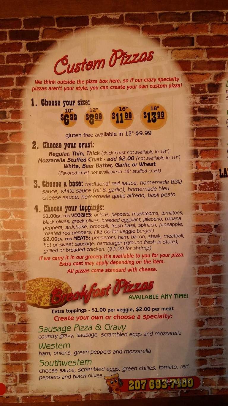 Crazy Stallion Pizza Pie Factory - Naples, ME menu_pic