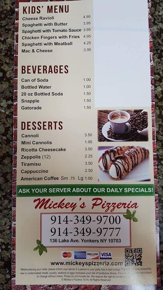 Mickey's Pizzeria - Yonkers, NY menu_pic