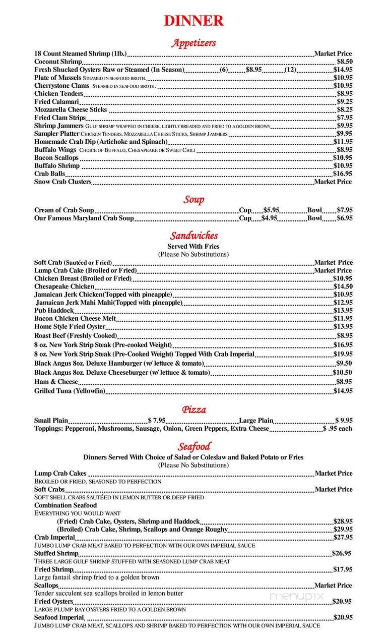 Mike's Crab House North - Pasadena, MD menu_pic