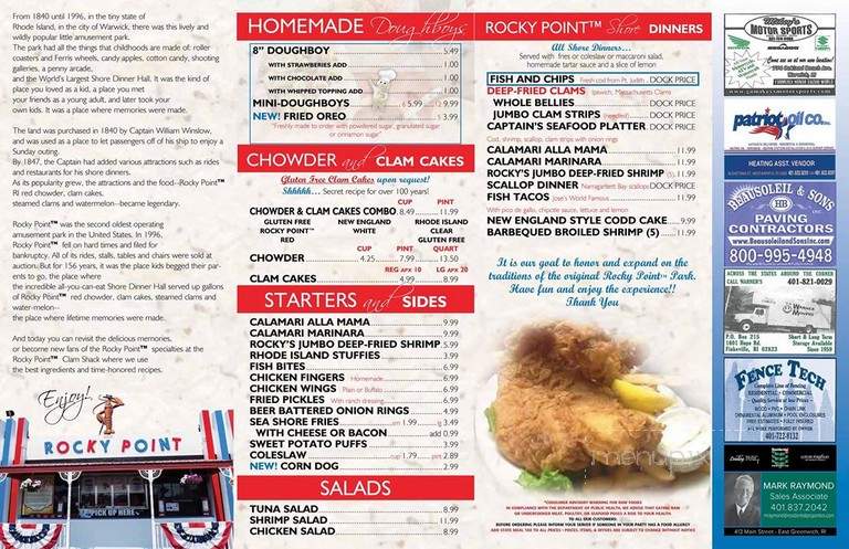 Rocky Point Clam Shack - Warwick, RI menu_pic