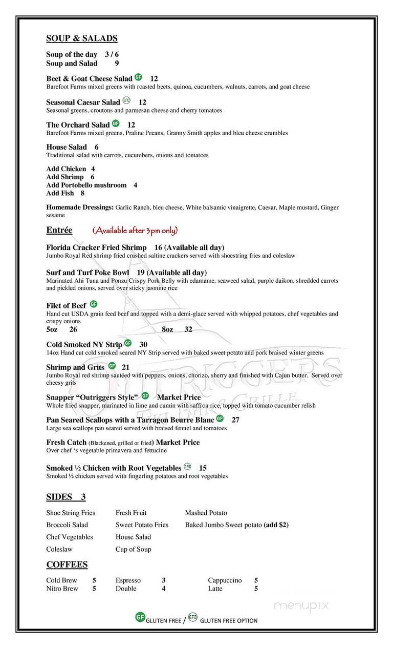 Outriggers Tiki Bar and Grille - New Smyrna Beach, FL menu_pic