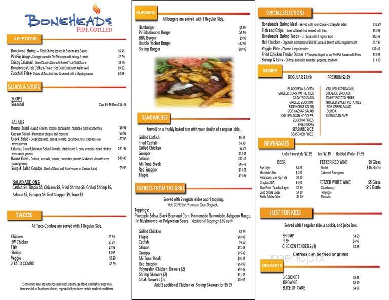 Boneheads - Pensacola, FL menu_pic