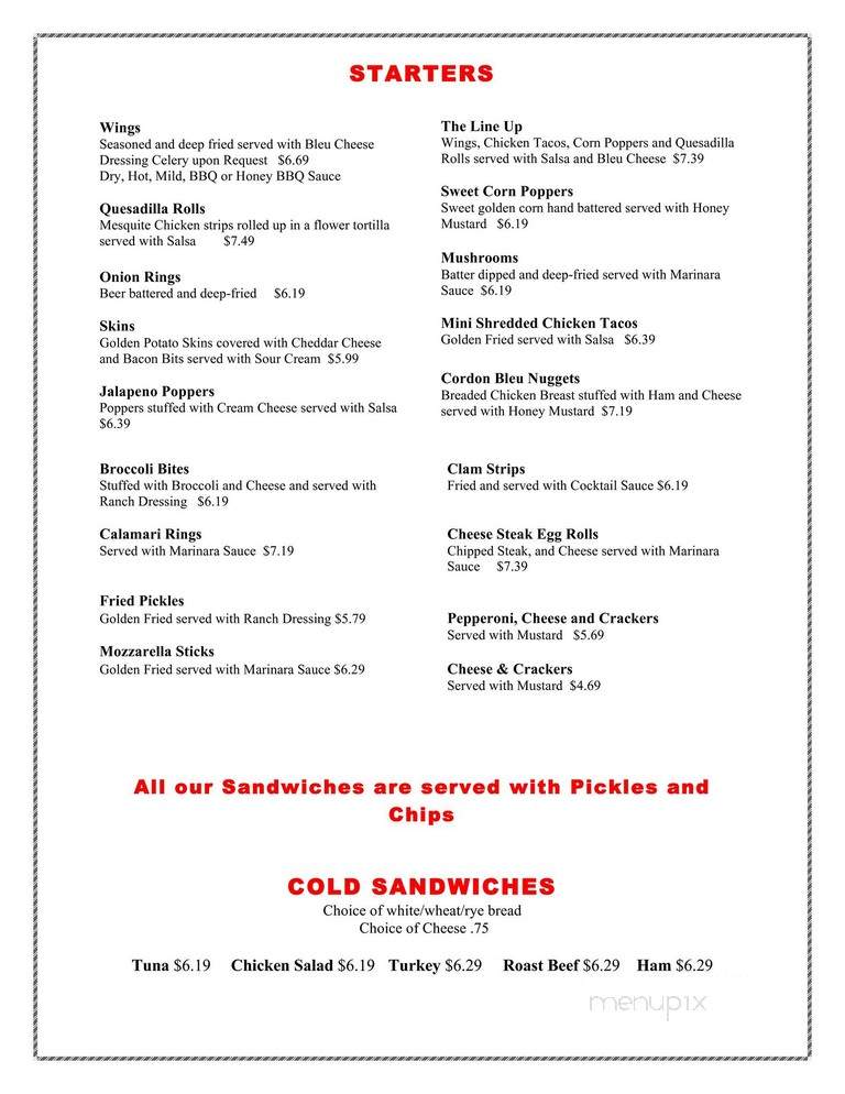 Coaches Bar and Grill - Tinicum Township, PA menu_pic