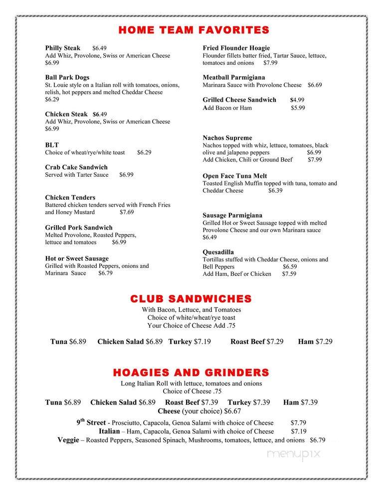 Coaches Bar and Grill - Tinicum Township, PA menu_pic