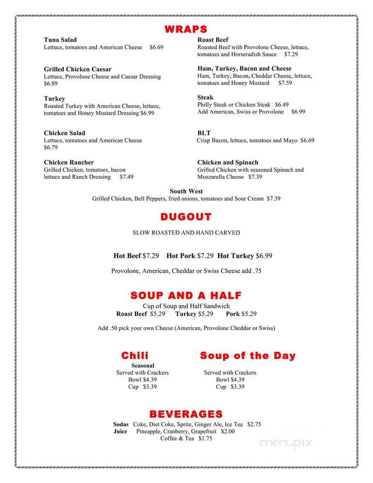 Coaches Bar and Grill - Tinicum Township, PA menu_pic