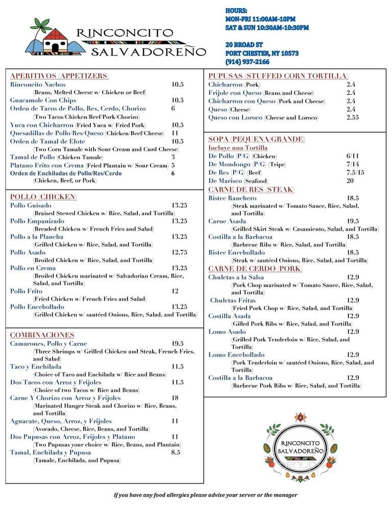 Rinconcito Salvadoreno - Port Chester, NY menu_pic