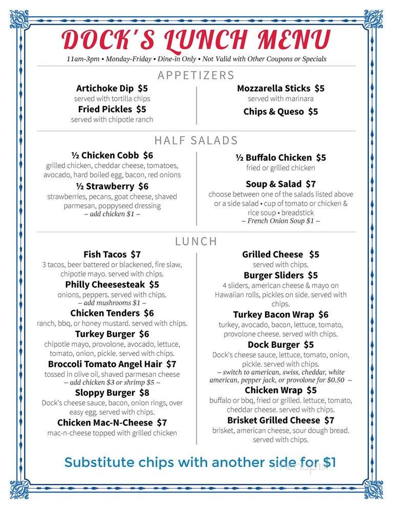 Dock Rotz Tavern - Minooka, IL menu_pic