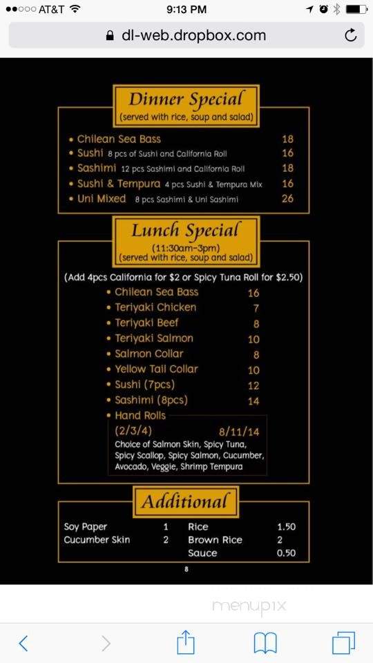 Sister Sushi and Thai - Moorpark, CA menu_pic