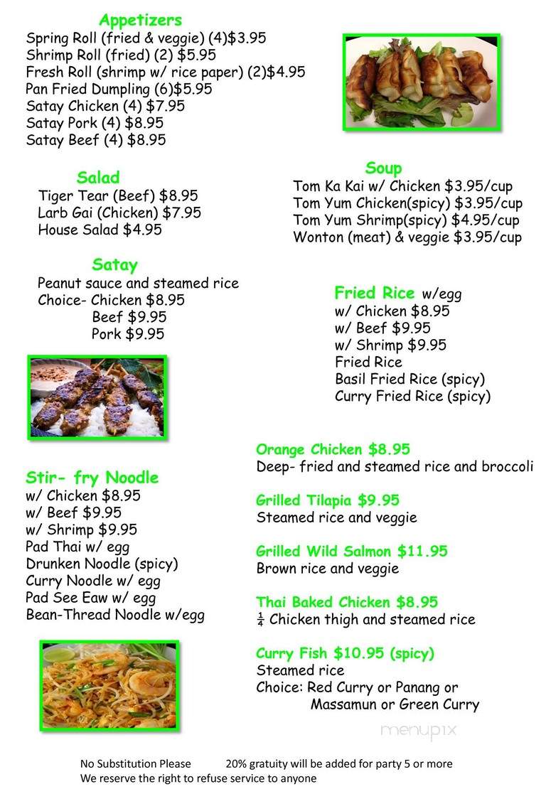 Satay Thai Grill & BBQ - Brentwood, TN menu_pic