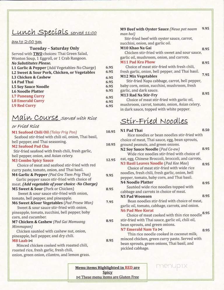 Menu Of Simply Siam In Maryville Mo 64468
