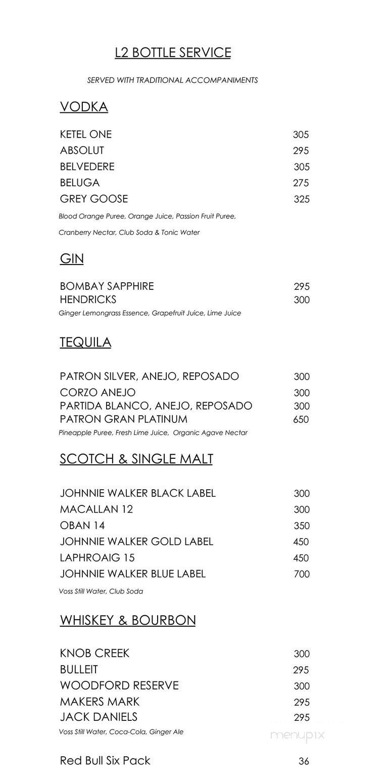 L2 Lounge - Washington, DC menu_pic