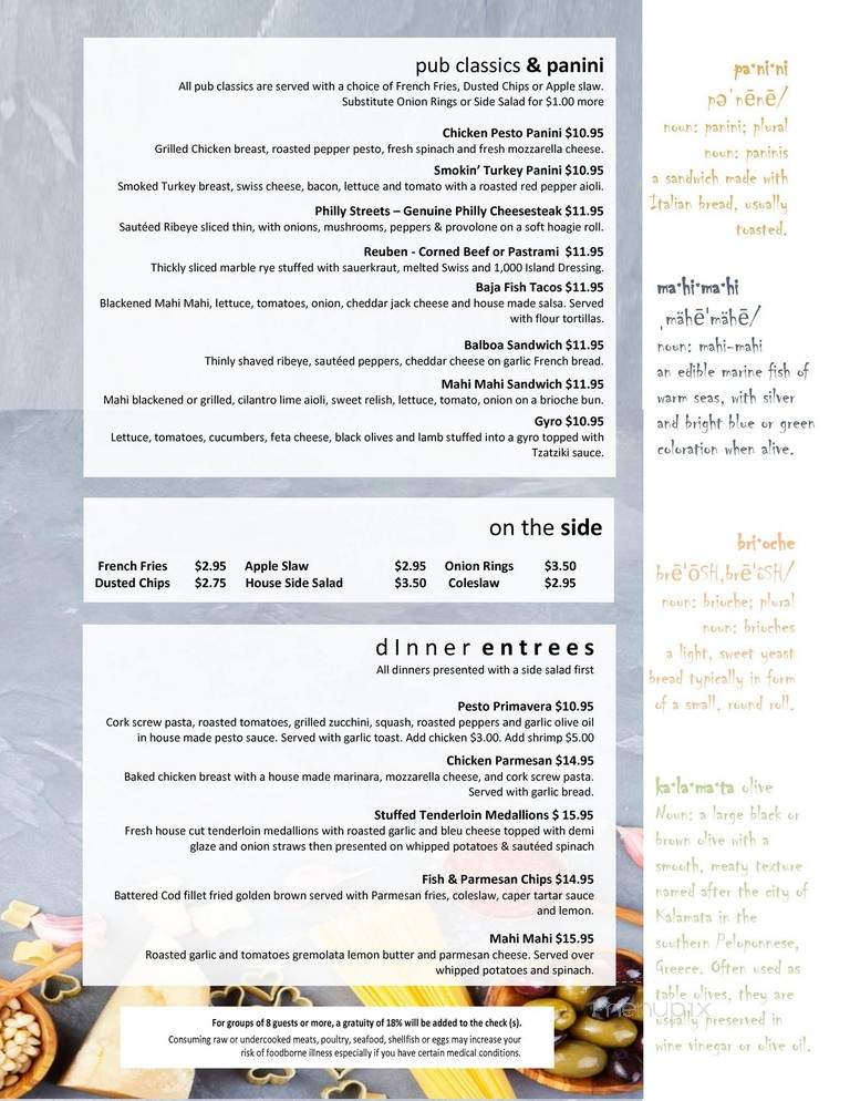 Pub at Pine Lakes Golf Course - Palm Coast, FL menu_pic