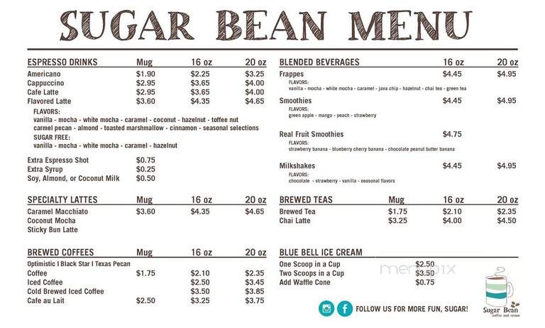 Sugar Bean Coffee and Cream - Galveston, TX menu_pic