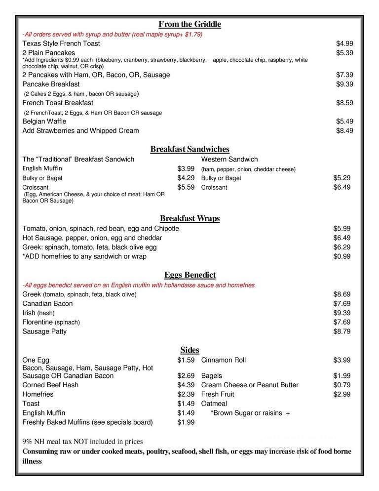 Union Coffee Company - Milford, NH menu_pic