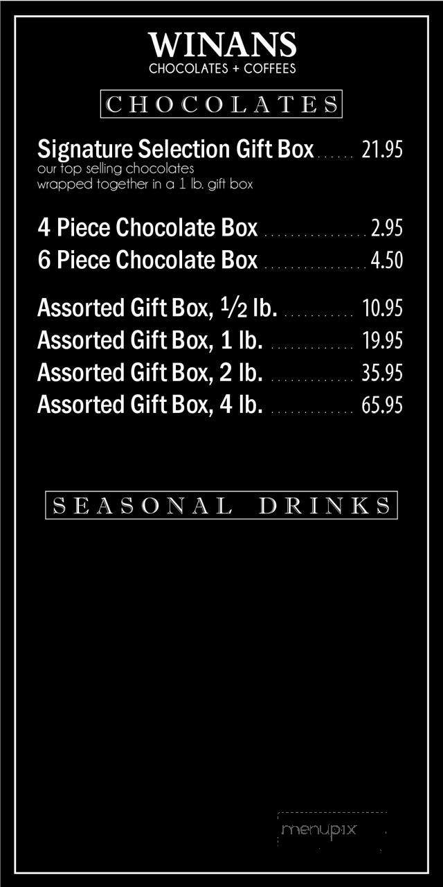 Winans Fine Chocolates and Coffees - Dayton, OH menu_pic