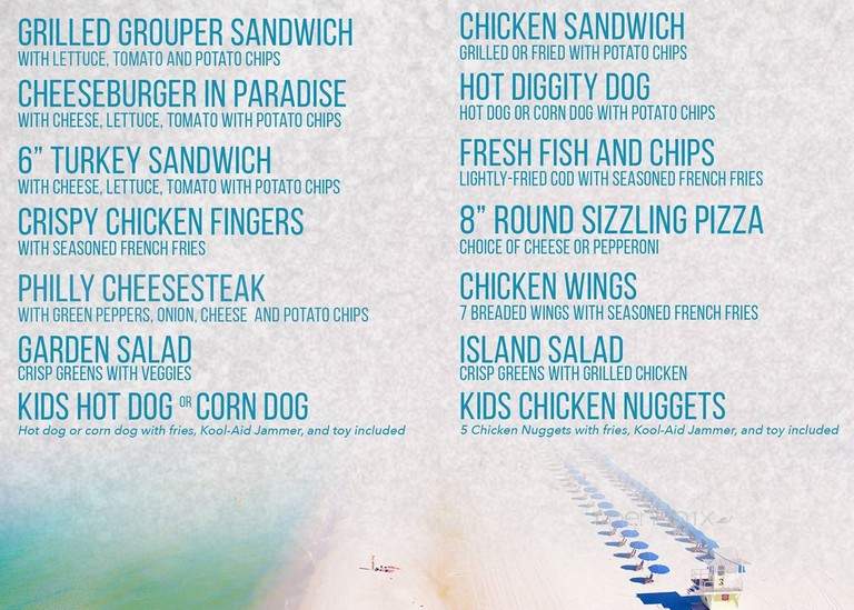 Barefoot Beach House - Clearwater, FL menu_pic