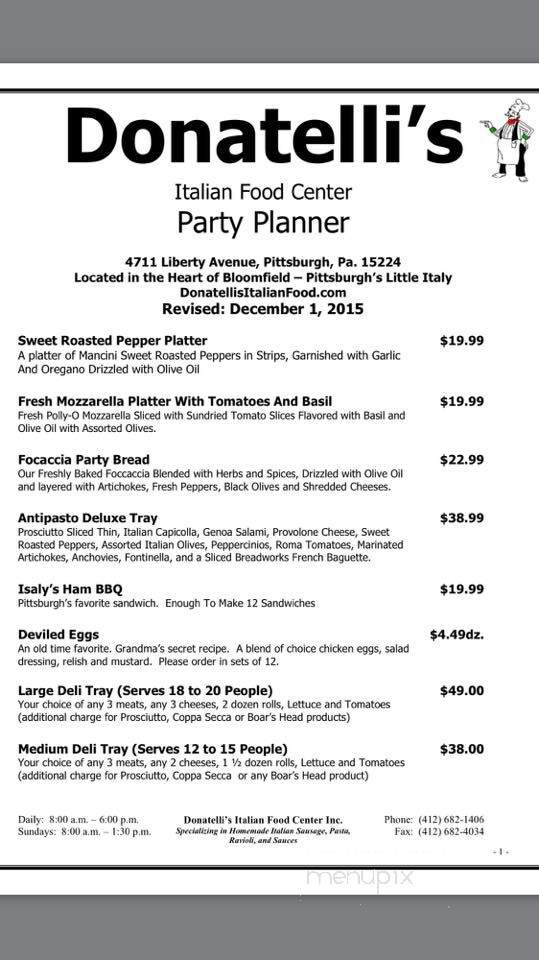 Donatelli's Italian Food Center - Pittsburgh, PA menu_pic
