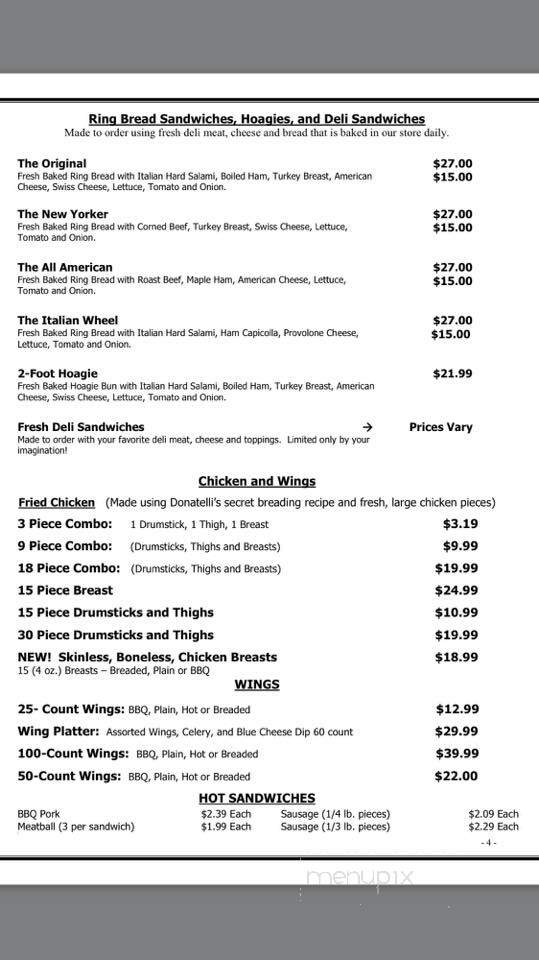 Donatelli's Italian Food Center - Pittsburgh, PA menu_pic