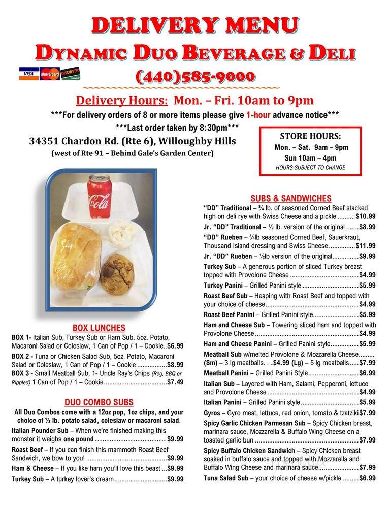 Dynamic Duo Beverage & Deli - Willoughby Hills, OH menu_pic