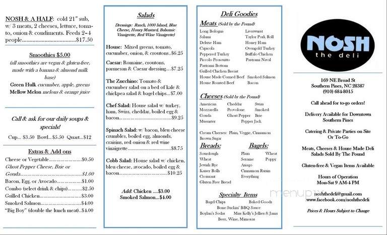 Nosh the Deli - Southern Pines, NC menu_pic