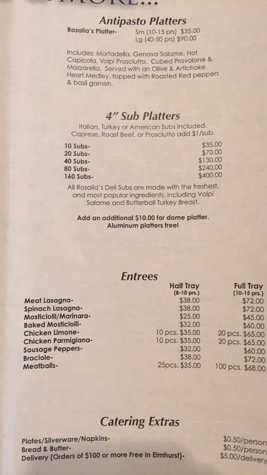 Rosalia's Deli - Elmhurst, IL menu_pic