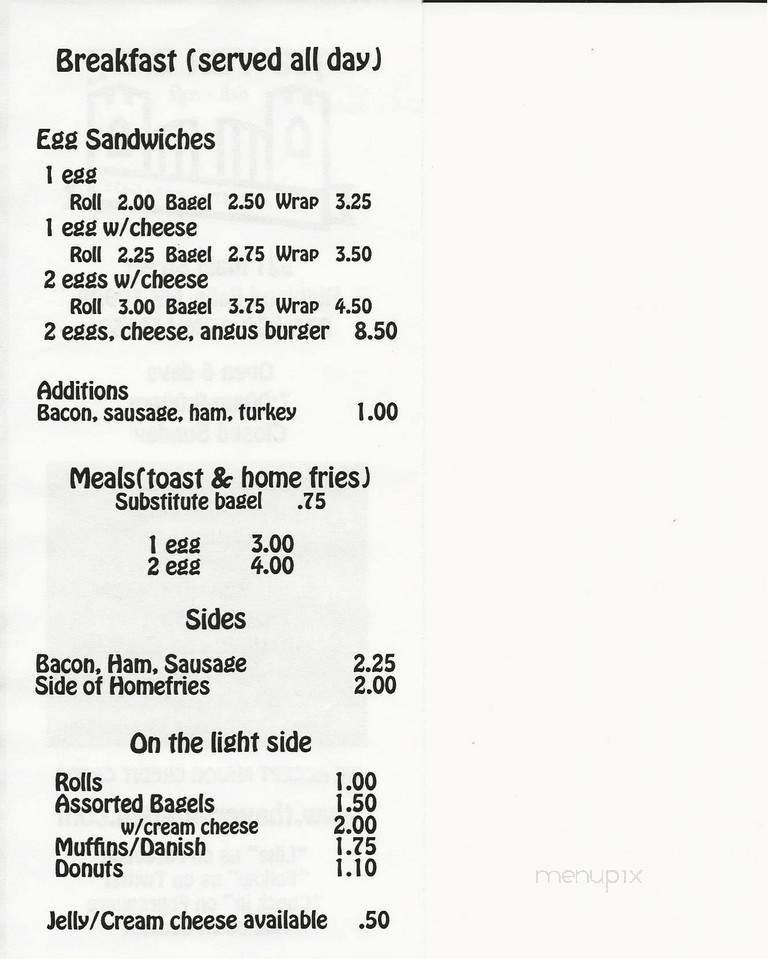 Thayer Gate Deli & Cafe - Highland Falls, NY menu_pic