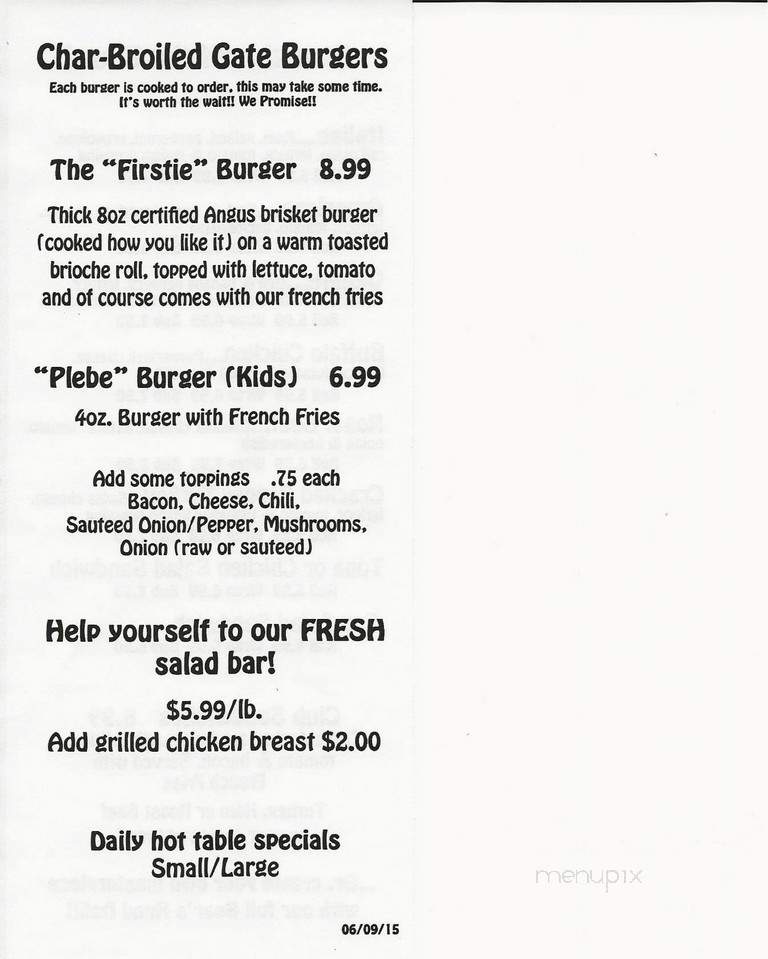 Thayer Gate Deli & Cafe - Highland Falls, NY menu_pic