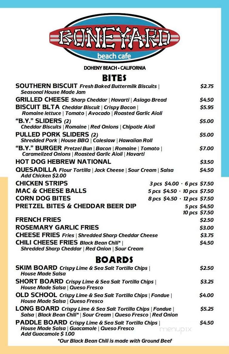 Boneyard Cafe - Dana Point, CA menu_pic