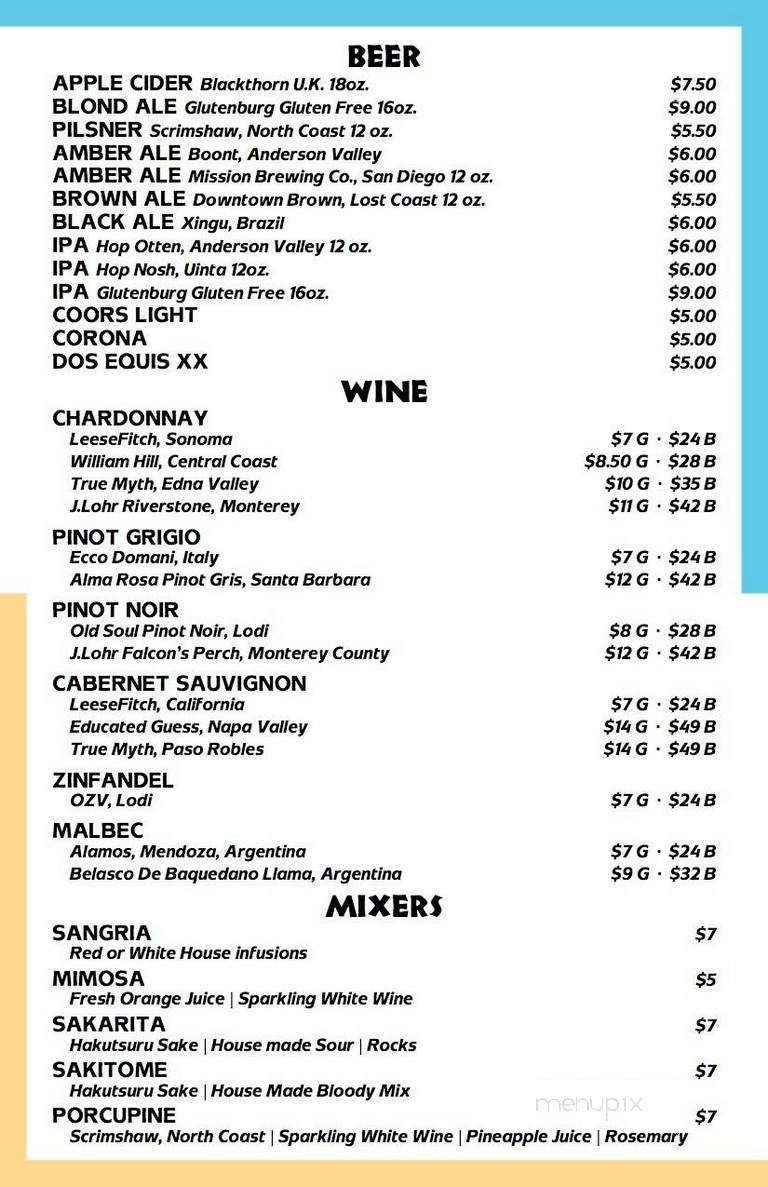 Boneyard Cafe - Dana Point, CA menu_pic