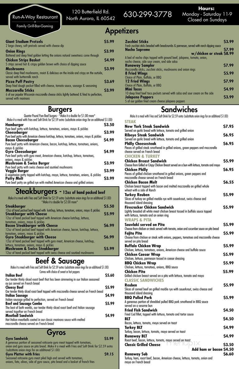 Run-a-Way - North Aurora, IL menu_pic