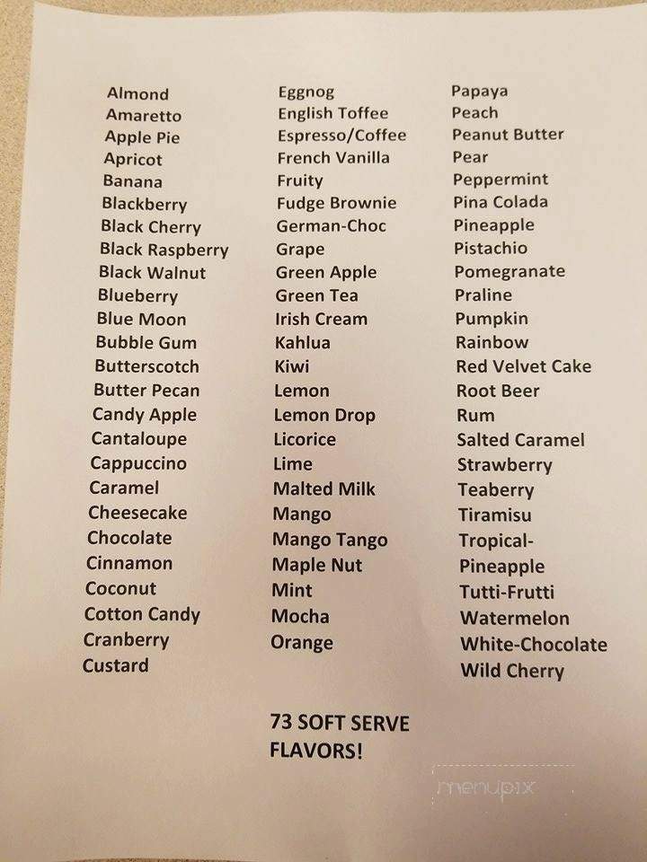 Mr. Coolee's Ice Cream Shop - Newark, NY menu_pic