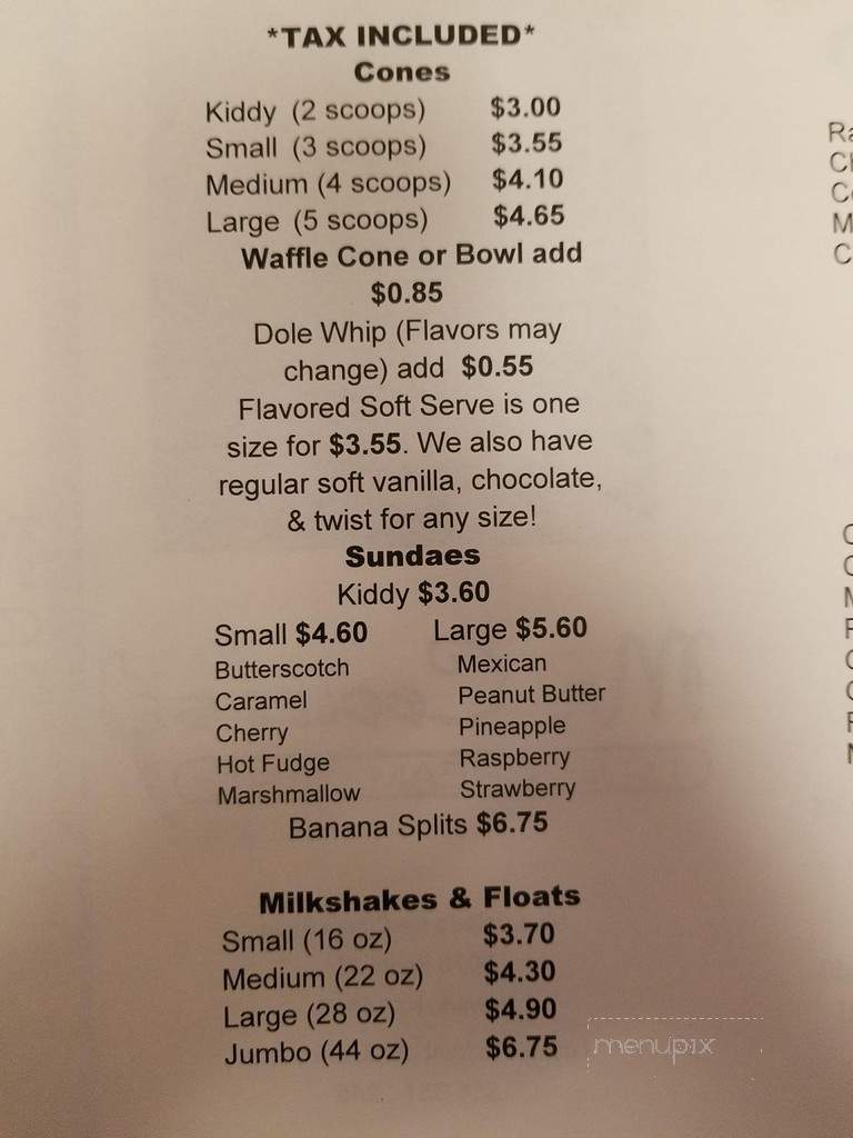 Mr. Coolee's Ice Cream Shop - Newark, NY menu_pic