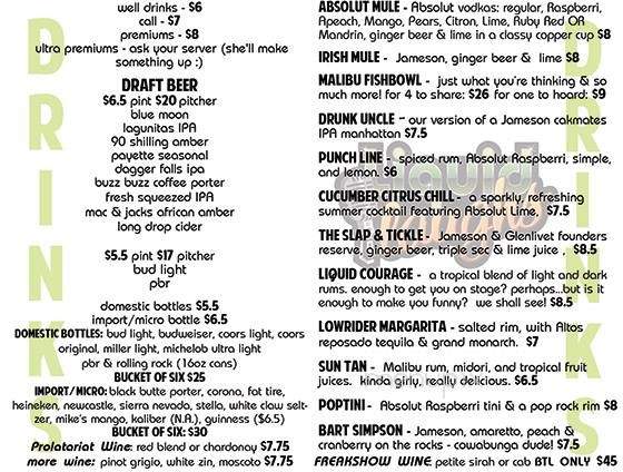 Liquid Lounge - Boise, ID menu_pic