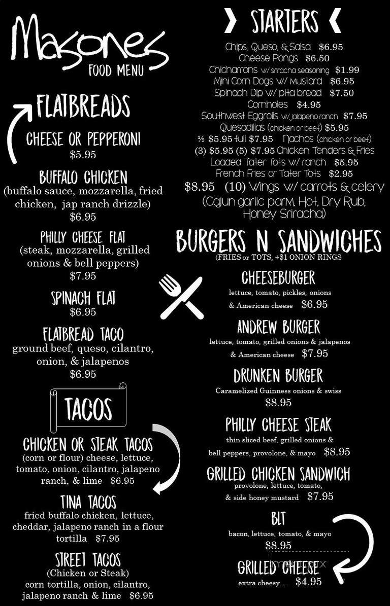 Masones Pub and Grill - Cypress, TX menu_pic