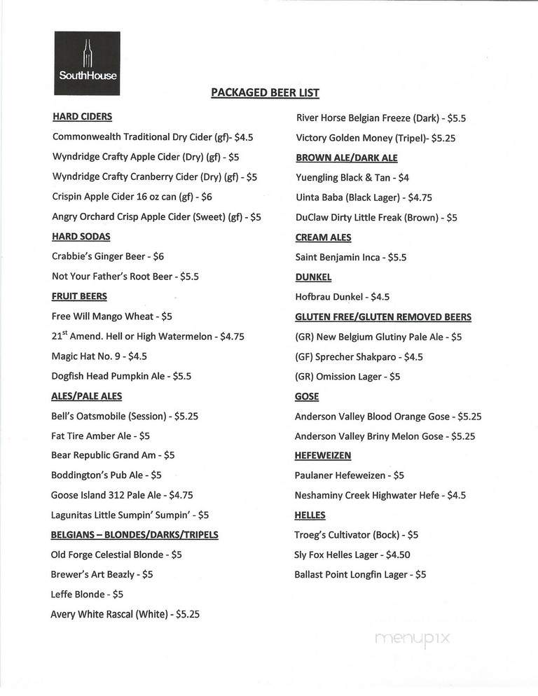 Southhouse - Philadelphia, PA menu_pic