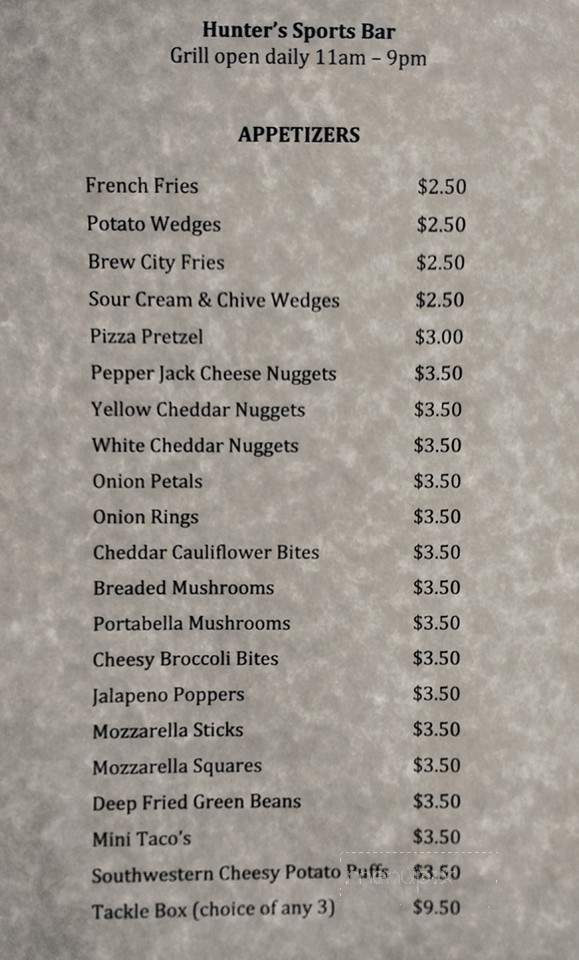 Hunters Sports Bar - Fremont, WI menu_pic