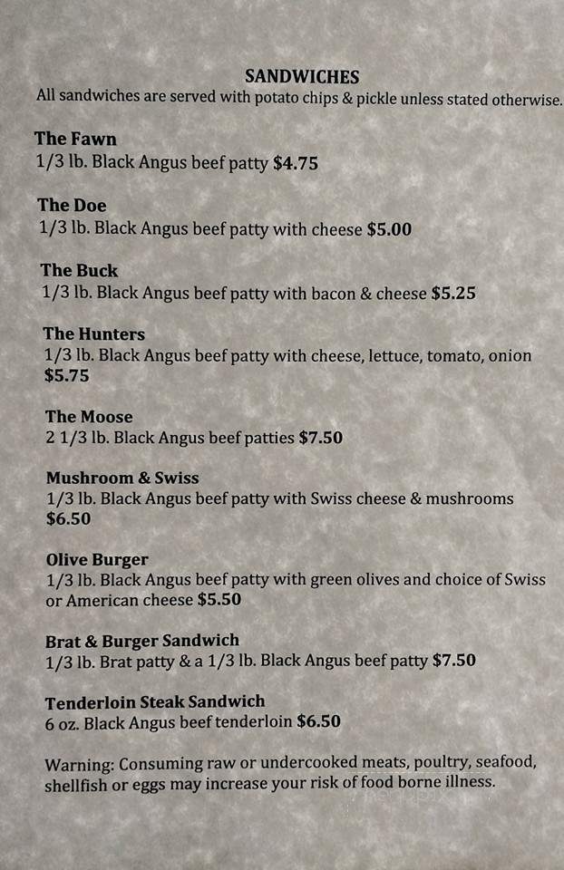Hunters Sports Bar - Fremont, WI menu_pic