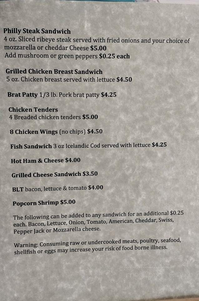 Hunters Sports Bar - Fremont, WI menu_pic